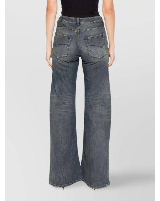 Balenciaga Gray Denim Low-Rise Wide-Leg Jeans