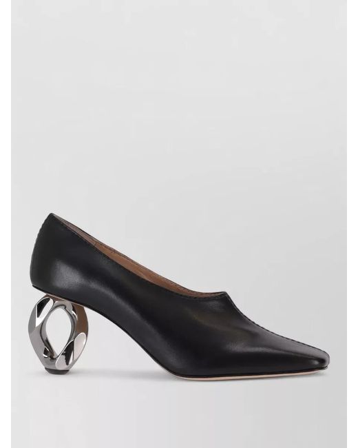 J.W. Anderson Black Chain Detail Leather Heel Pumps