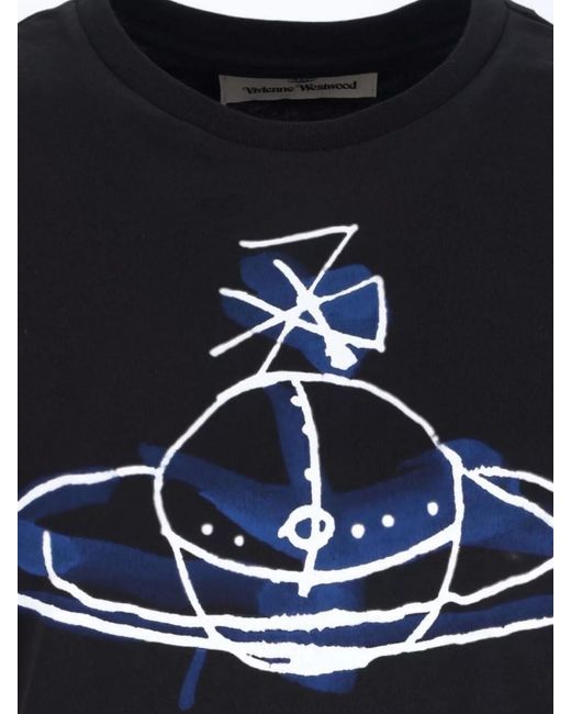 Vivienne Westwood Black Cotton Logo Print Short Sleeve T-Shirt