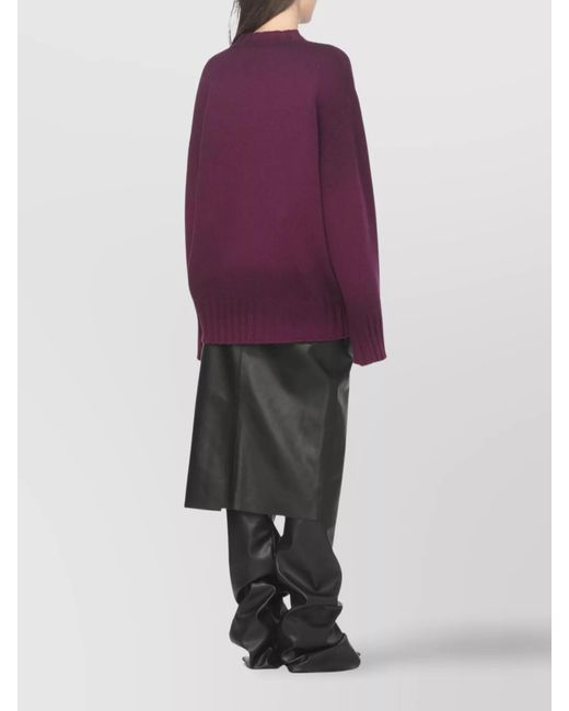 The Attico Purple Wool Cashmere Oversized Crewneck Jumper