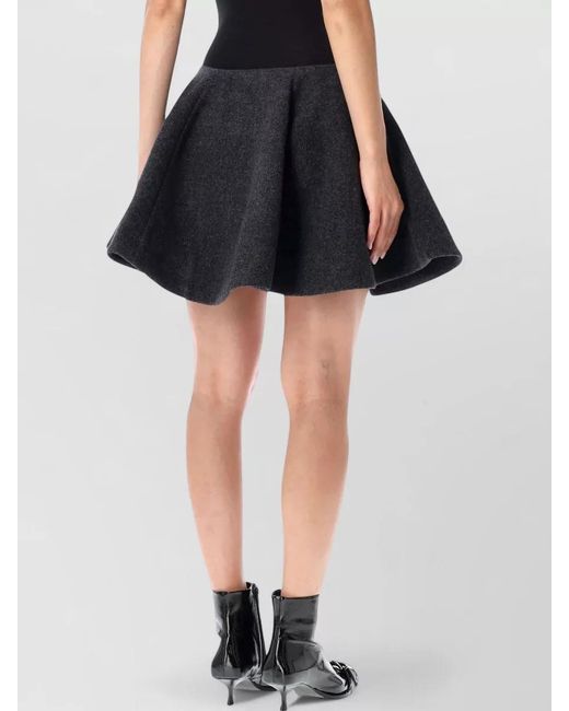 Ganni Blue High Waist Wool Mini Skirt Flared