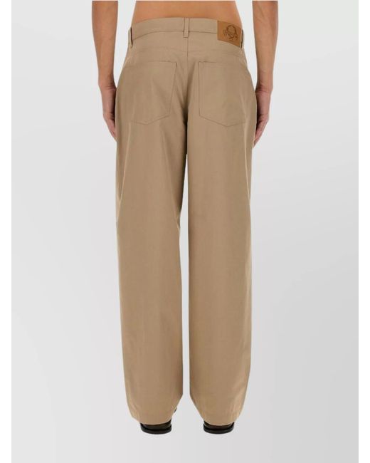 Moschino Natural Wide Leg Cotton Blend Pants With Pockets for men