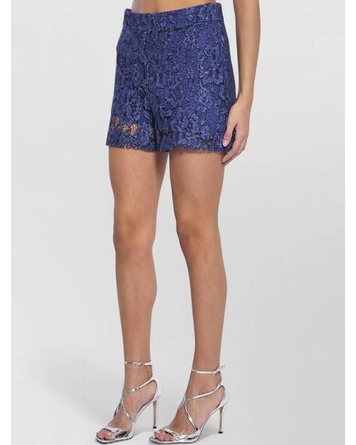 FEDERICA TOSI Blue Lace High-Rise Tailored Shorts