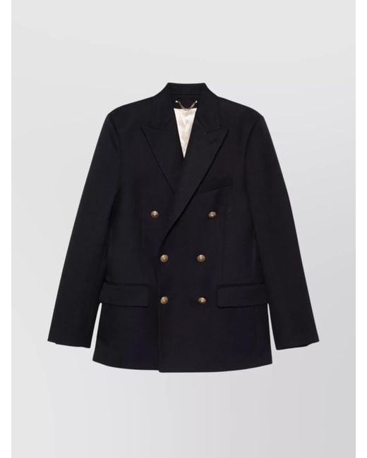 Golden Goose Deluxe Brand Blue Double-Breasted Wool Blazer Jacket for men