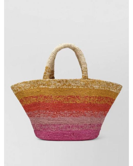 Manebí Pink Beach Bag Dual Handles Gradient Woven Texture