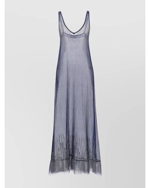 Rabanne Purple Sheer Fabric Studded Mesh Dress