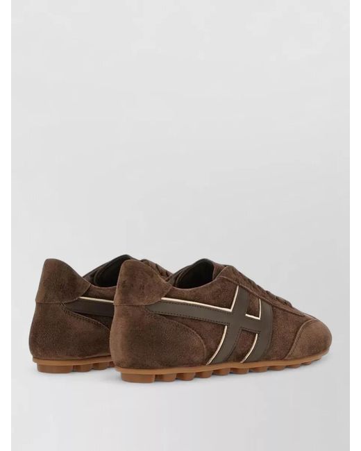 Hogan Brown H693 Leather Lace Up Sneakers