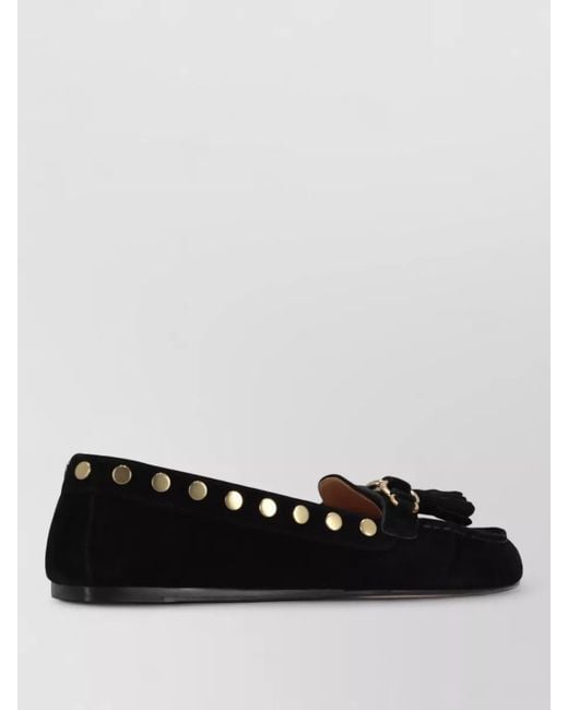 Isabel Marant Black Loafers Chain Detail Slip On Tassel