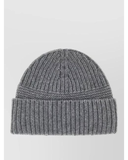 Miu Miu Gray Wool Blend Beanie Hat Folded Cuff Ribbed