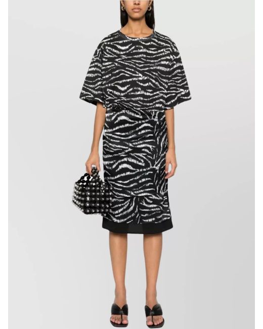 The Attico Gray Silk Midi Skirt