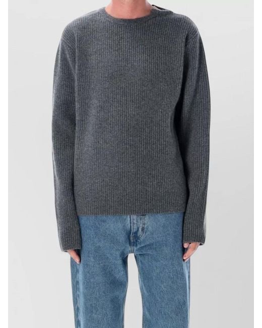 Extreme Cashmere Gray Cashmere Ribbed Sweater Long Sleeves U Size