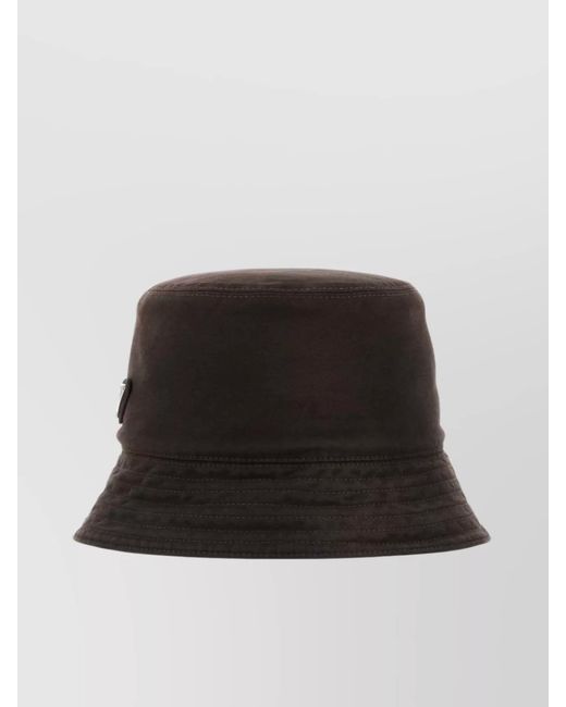 Prada Black Cotton Bucket Hat for men