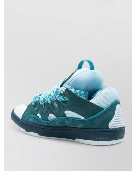 Lanvin Blue Low Top Sneakers Panelled Design Lace Pattern for men
