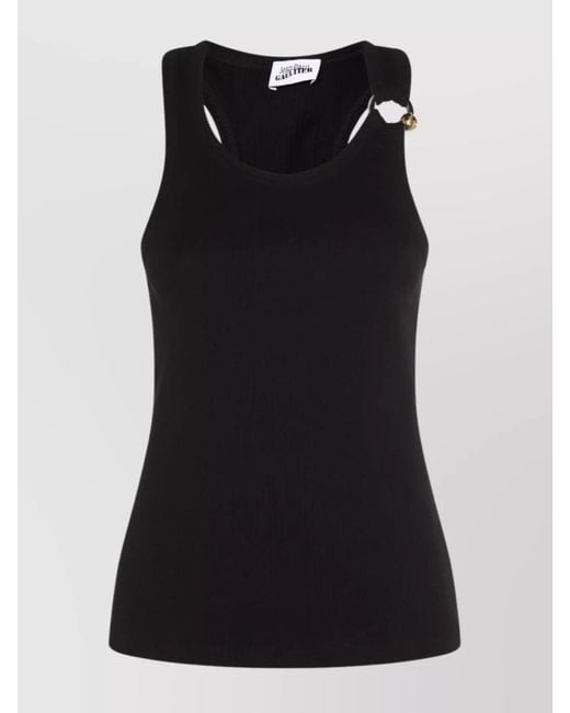 Jean Paul Gaultier Black Cotton Ribbed Slim-Fit Sleeveless Tank Top
