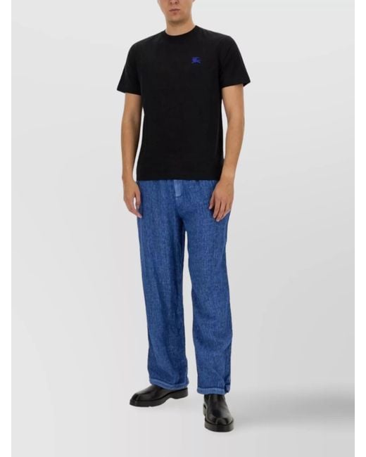 Burberry Blue Linen Loose-Fit Trousers for men