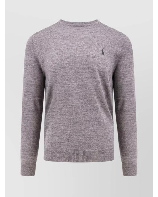 Polo Ralph Lauren Purple Wool Crew-Neck Sweater Embroidered Pony for men