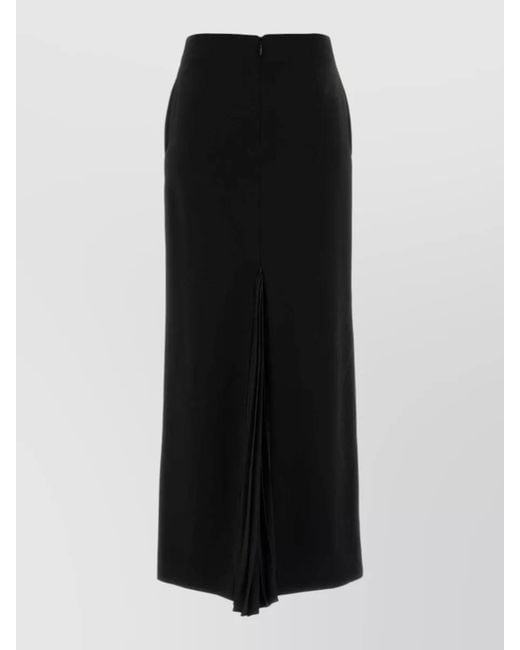 Jil Sander Black Wool Skirt High Waist Slit Detail