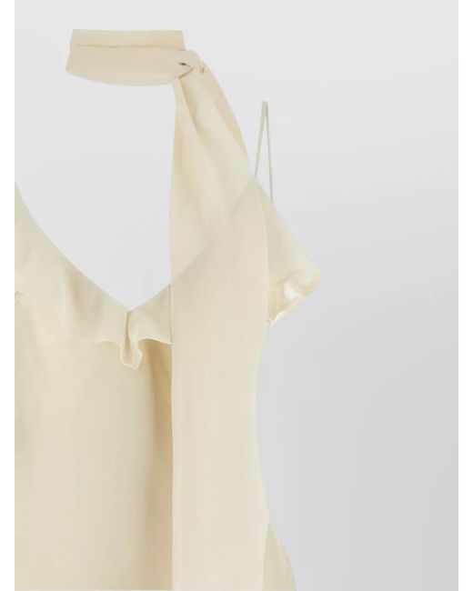 ROTATE BIRGER CHRISTENSEN White V-Neck Slip Maxi Dress