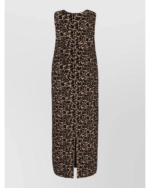 Uma Wang Black Dress Round Neckline Sleeveless Textured Back Slit