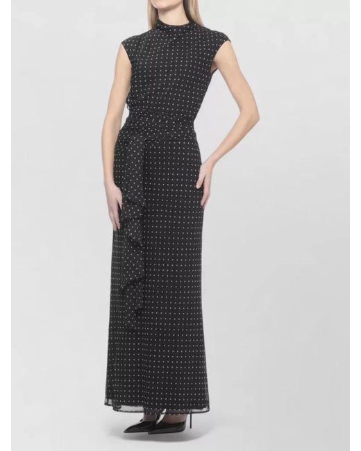 ROTATE BIRGER CHRISTENSEN Black Floral-Print Sleeveless High-Neck Maxi Dress
