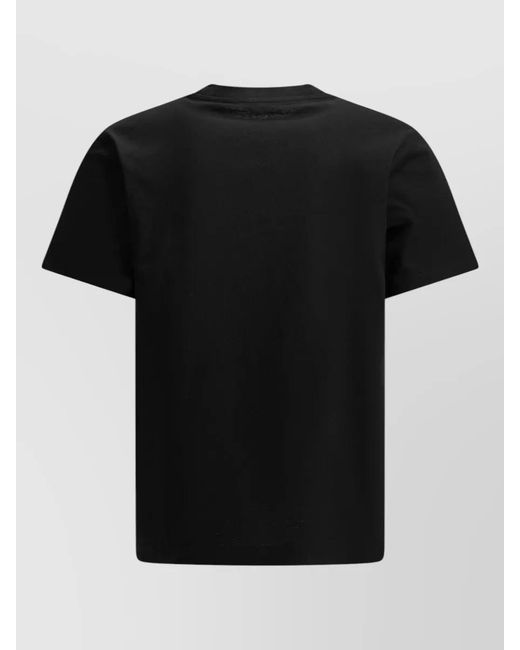 Burberry Black Crew Neck T Shirt Appliqué Plaid Detail for men