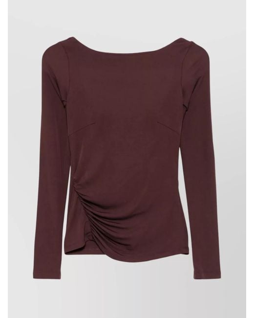 Elisabetta Franchi Purple Appliqué Logo Boat Neck Top
