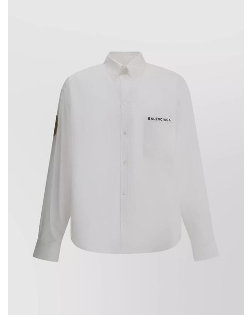 Balenciaga White Cotton Logo Shirt for men