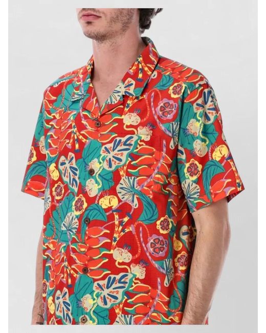 Patagonia Red Tidal Camp Collar Tropical Cotton Shirt for men