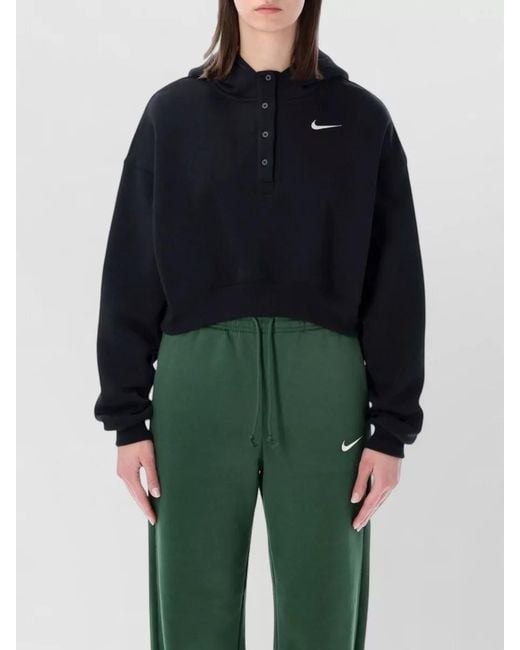 Nike Blue Cropped Fleece Hoodie Oversized Fit