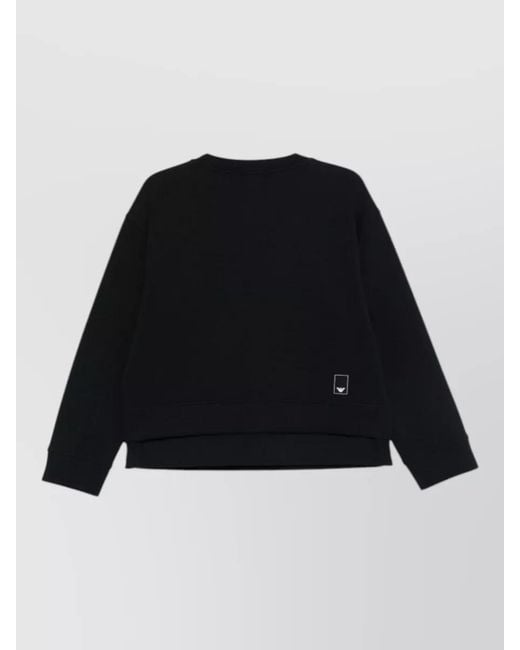Emporio Armani Black Knitwear Crew Neck Sweatshirt Layered Hem