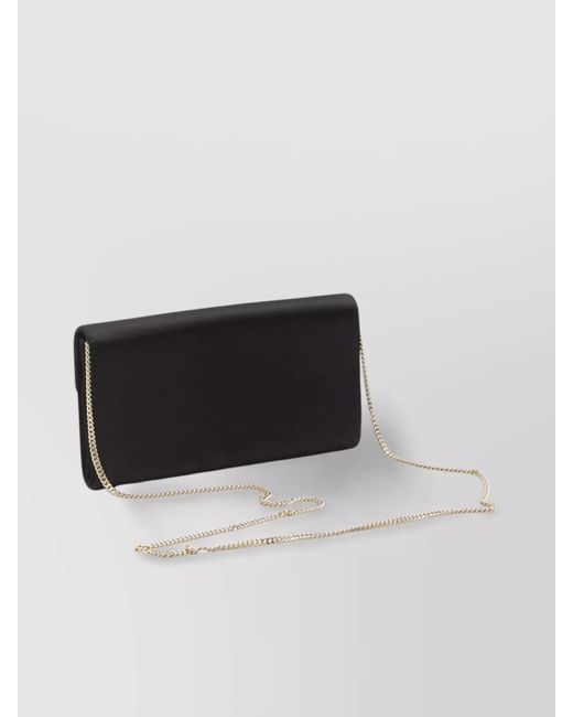 Roger Vivier Black Crystal Buckle Satin Clutch Bag