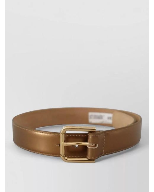 Dolce & Gabbana Brown Leather Waist Belt Logo Engraved Buckle