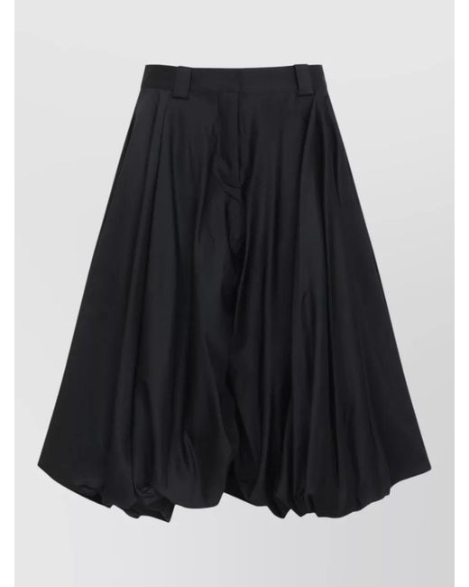 Balenciaga Black Silk Balloon Bermuda Shorts Mid Waist