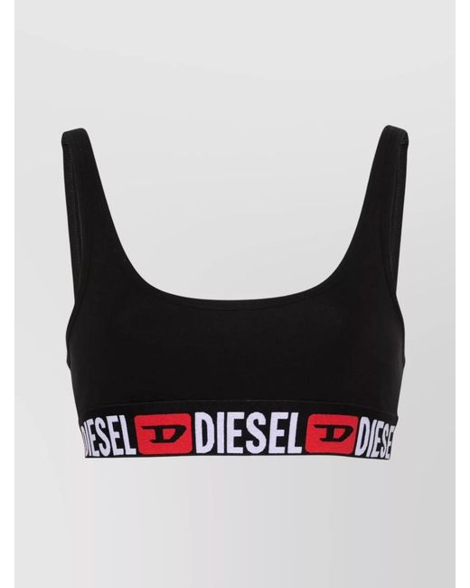DIESEL White Logo Elastic Ribbed Cotton Bra