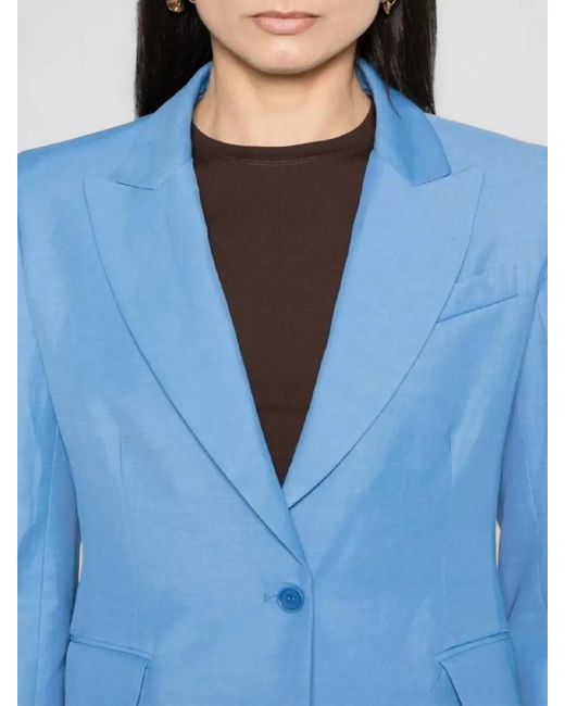 P.A.R.O.S.H. Blue Single Breasted Jacket Notch Lapels Pockets