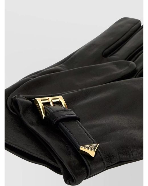 Prada Black Leather Gloves