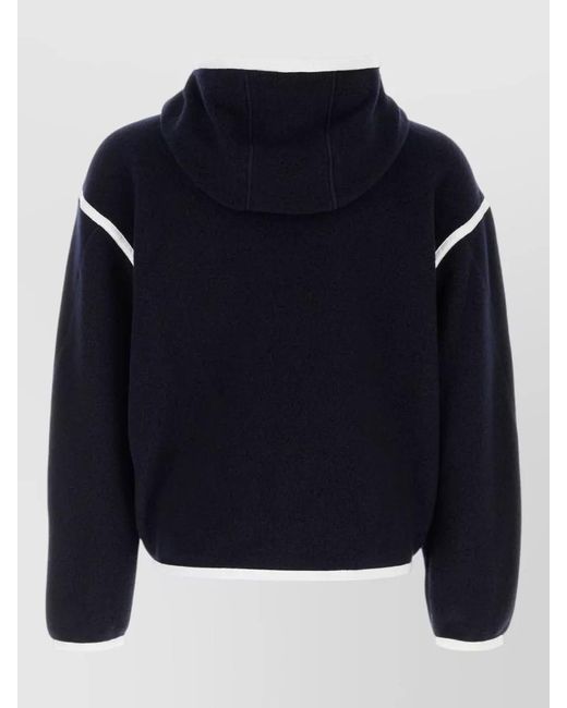 Givenchy Blue Wool Hooded Jacket Contrast Trim Pockets for men