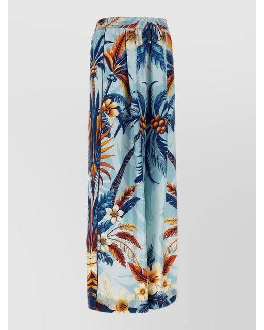 F.R.S For Restless Sleepers Blue Ecuba Tropical Print Wide Leg Pants