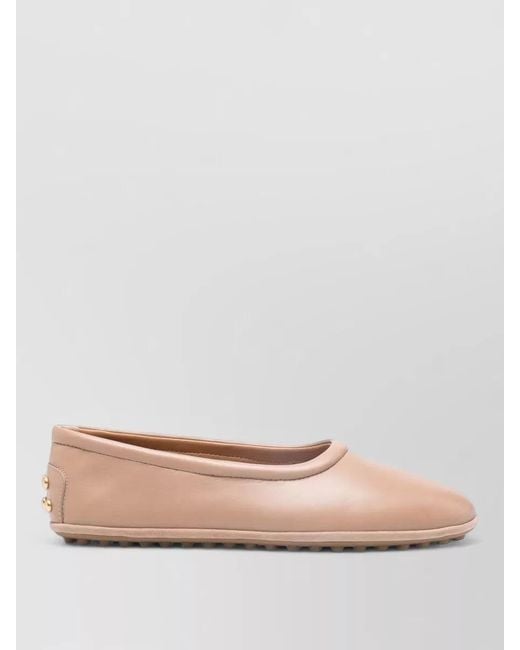 Tod's Pink Leather Ballerina Shoes