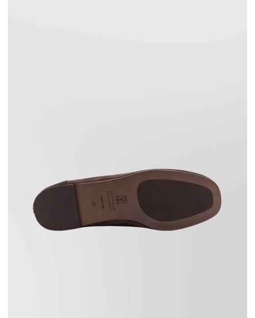 Brunello Cucinelli Brown Suede Leather Loafers