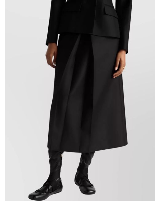 Dior Black High Waist Pleated Midi Skirt With Side Pockets