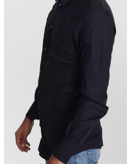 Dolce & Gabbana Blue Cotton Slim-Fit Dress Shirt for men