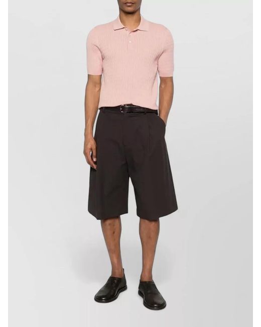 Tagliatore Pink Cable-Knit Cotton Polo Shirt for men