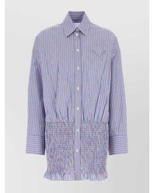 Prada Purple Embroidered Cotton Shirt for men