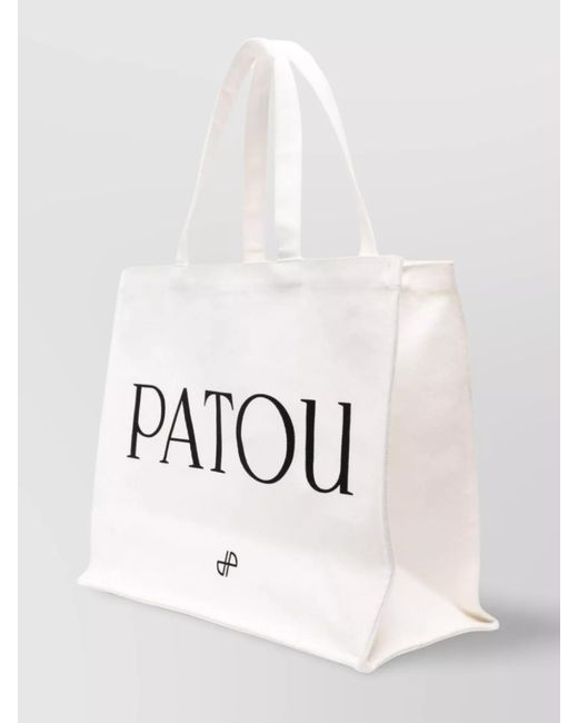 Patou White Cotton Tote Bag