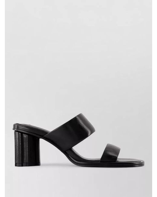 AMI Black Leather Court Shoes Block Heel Straps