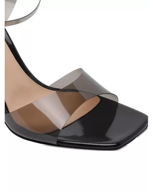 Gianvito Rossi Metallic Plexi Sandals Open Square Toe Design