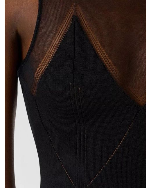 Elisabetta Franchi Blue Fitted Sleeveless Dress Knee Length Mesh