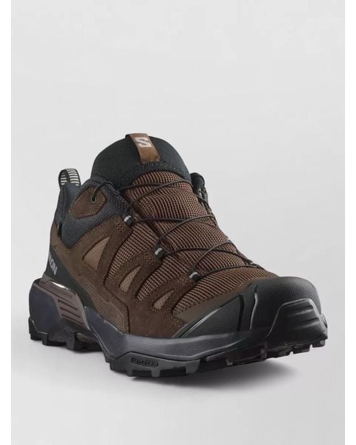 Salomon Brown Lace Sneakers Mesh Panels Pull Tab