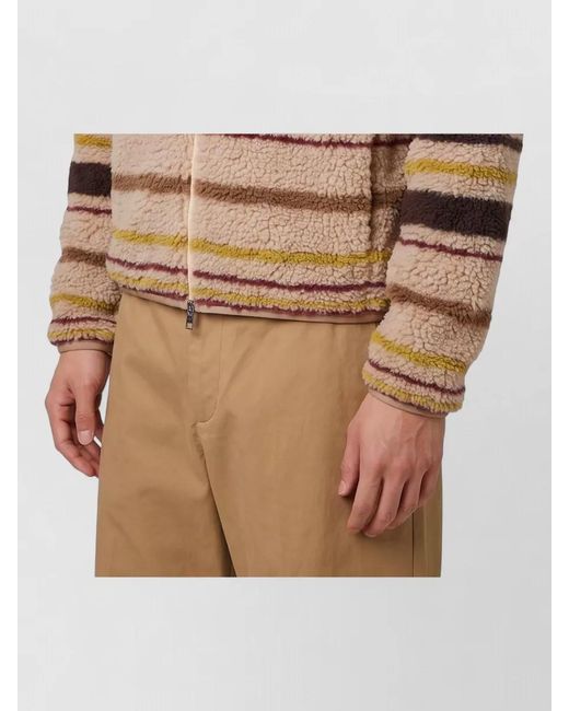 Moncler Brown Zip Cardigan Raised Collar Teddy Effect for men
